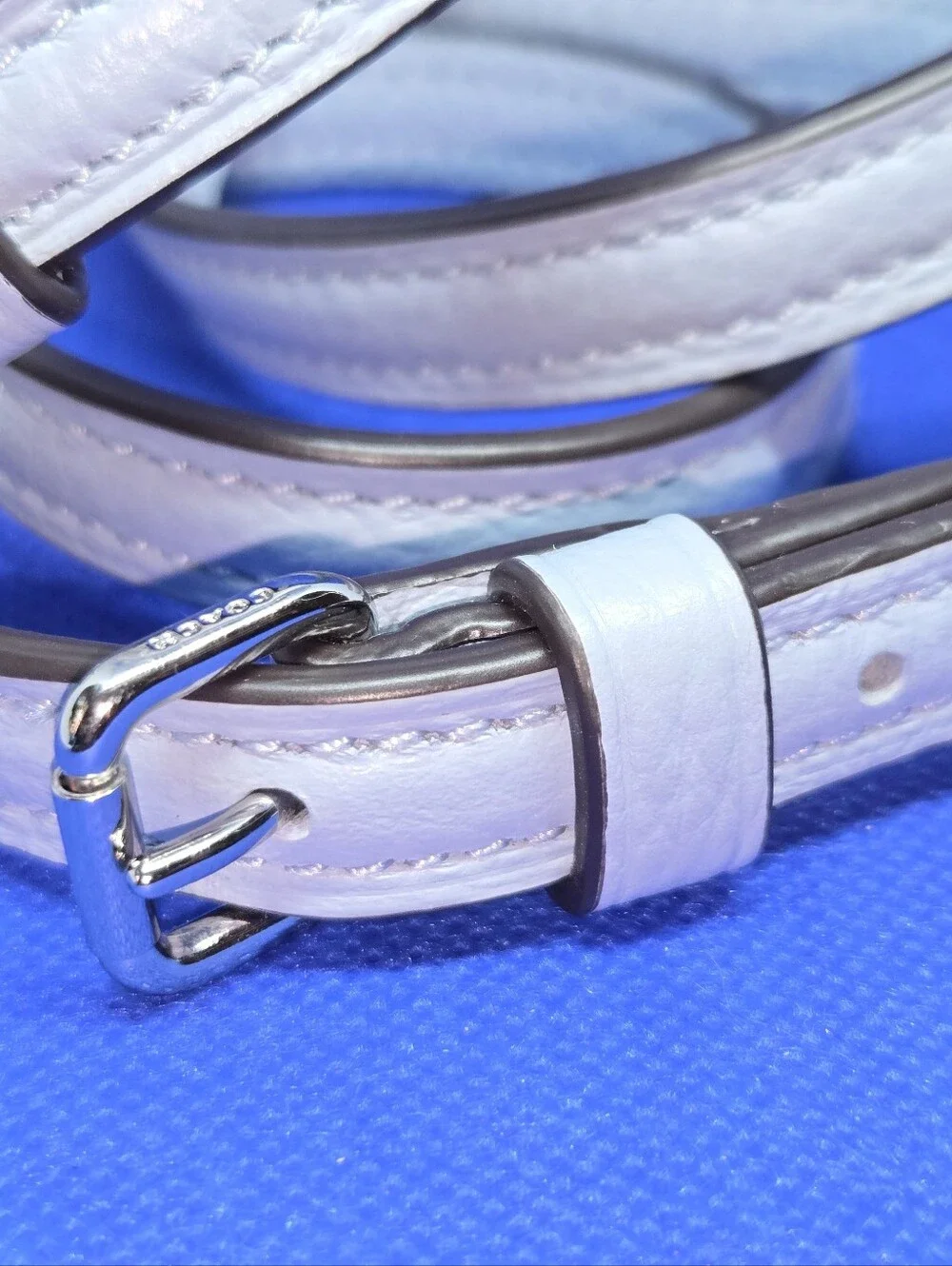 Coach Light Blue Leather Handbag Replacement Strap Silver Dog Leash Clips 40